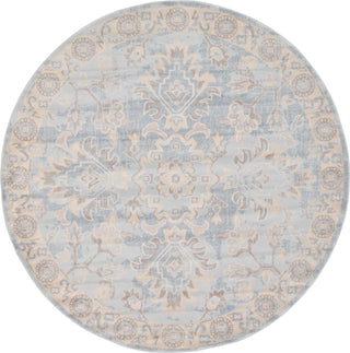 Unique Loom Paris T-G383A Light Blue Area Rug Round Top-down Image