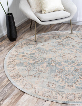 Unique Loom Paris T-G383A Light Blue Area Rug Round Lifestyle Image