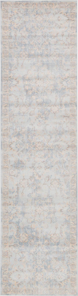 Unique Loom Paris T-G383A Light Blue Area Rug Runner Top-down Image