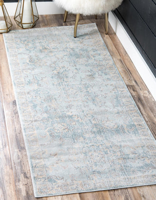 Unique Loom Paris T-G383A Light Blue Area Rug Runner Lifestyle Image