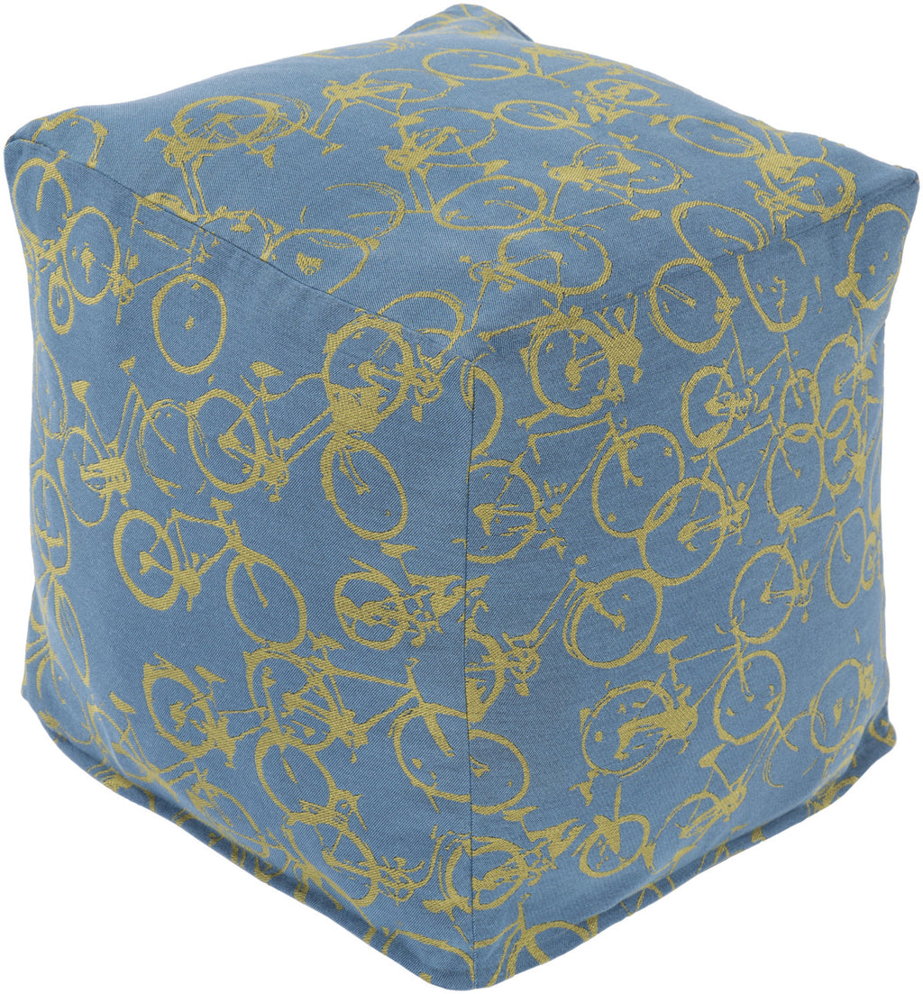 Surya Peddle Power PDPF-004 Blue Pouf by Mike Farrell 18 X 18 X 18 Cube