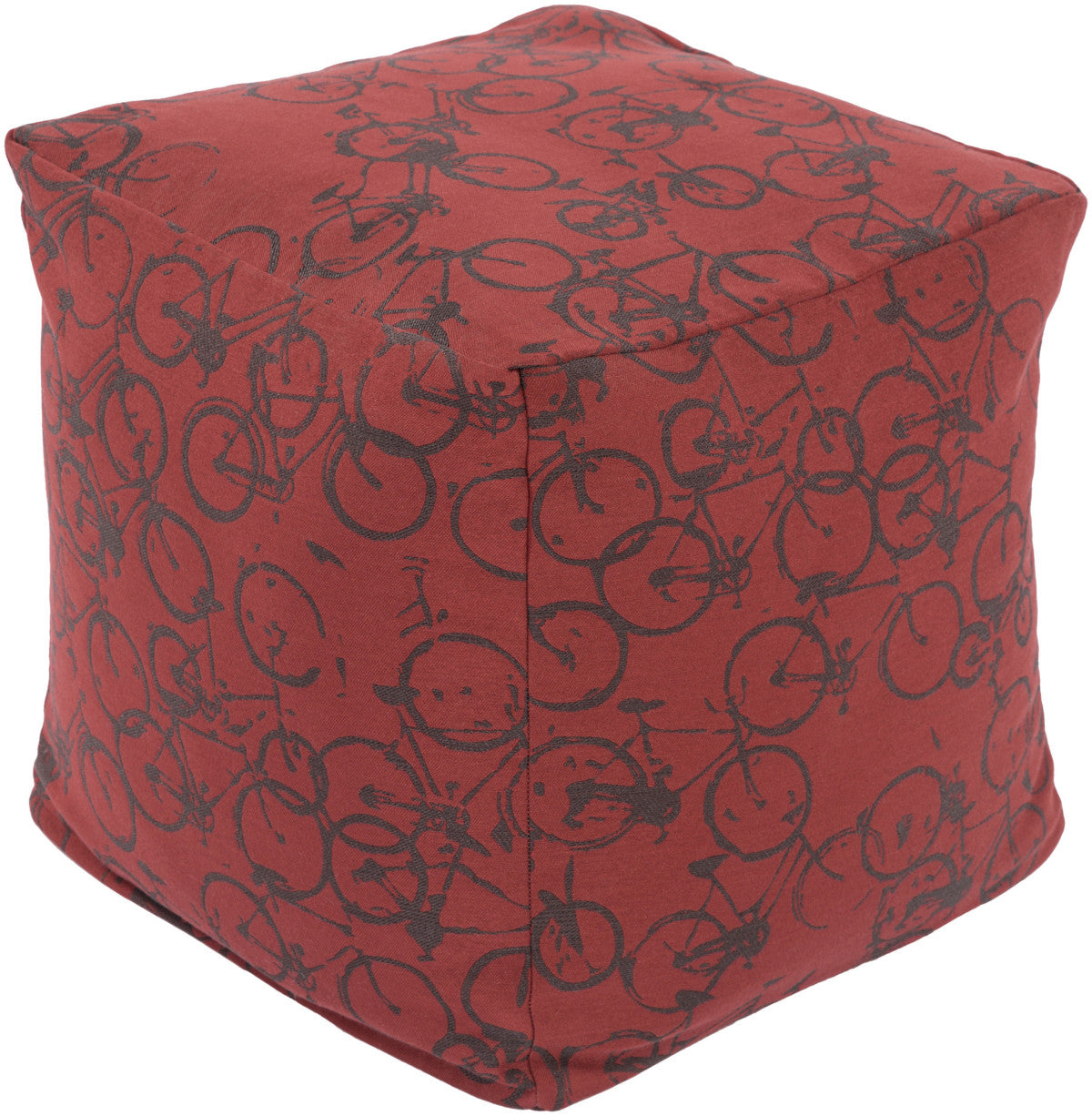 Surya Peddle Power PDPF-006 Red Pouf by Mike Farrell