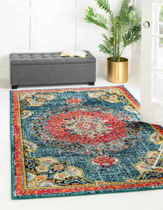 Unique Loom Penrose T-CRTN1 Blue Area Rug Rectangle Lifestyle Image Feature