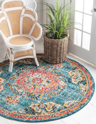 Unique Loom Penrose T-CRTN1 Blue Area Rug Round Lifestyle Image