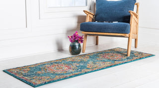 Unique Loom Penrose T-CRTN1 Blue Area Rug Runner Lifestyle Image