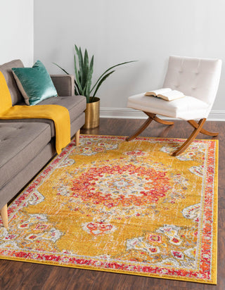 Unique Loom Penrose T-CRTN1 Gold Area Rug Rectangle Lifestyle Image Feature