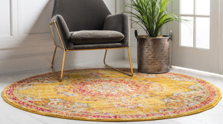 Unique Loom Penrose T-CRTN1 Gold Area Rug Round Lifestyle Image