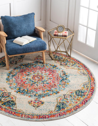 Unique Loom Penrose T-CRTN1 Ivory Area Rug Round Lifestyle Image