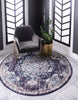 Unique Loom Penrose T-CRTN1 Navy Blue Area Rug Round Lifestyle Image