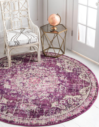 Unique Loom Penrose T-CRTN1 Purple Area Rug Round Lifestyle Image