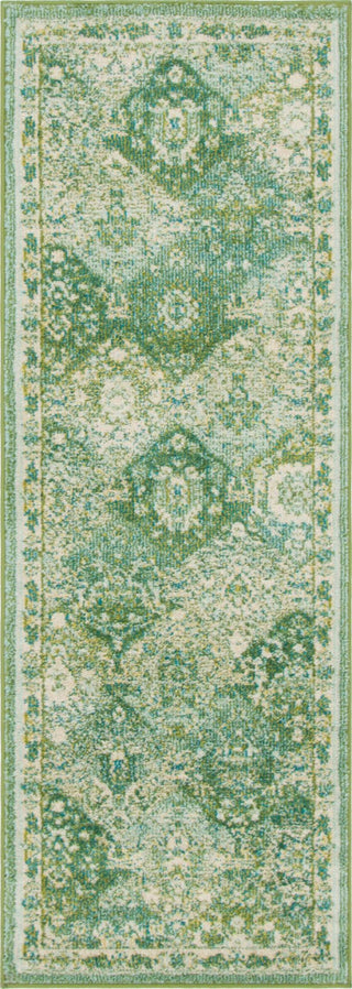 Unique Loom Penrose T-CRTN2 Green Area Rug Runner Top-down Image