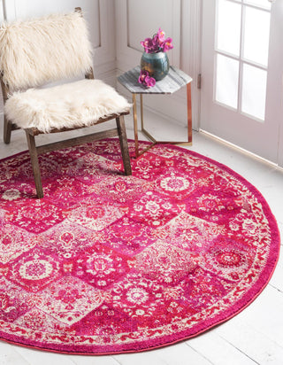 Unique Loom Penrose T-CRTN2 Magenta Area Rug Round Lifestyle Image