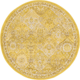 Unique Loom Penrose T-CRTN2 Yellow Area Rug Round Top-down Image