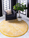 Unique Loom Penrose T-CRTN2 Yellow Area Rug Round Lifestyle Image