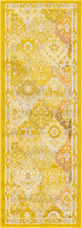 Unique Loom Penrose T-CRTN2 Yellow Area Rug Runner Top-down Image