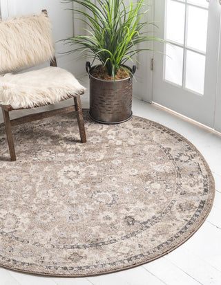 Unique Loom Penrose T-CRTN3 Beige Brown Area Rug Round Lifestyle Image