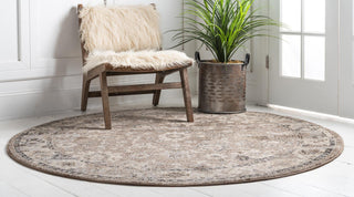 Unique Loom Penrose T-CRTN3 Beige Brown Area Rug Round Lifestyle Image