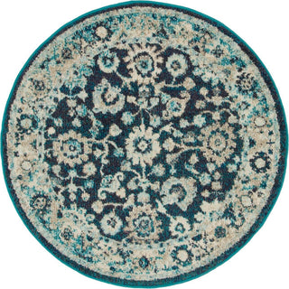 Unique Loom Penrose T-CRTN3 Navy Blue Area Rug Round Top-down Image