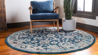 Unique Loom Penrose T-CRTN3 Navy Blue Area Rug Round Lifestyle Image