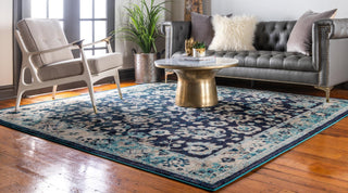 Unique Loom Penrose T-CRTN3 Navy Blue Area Rug Square Lifestyle Image