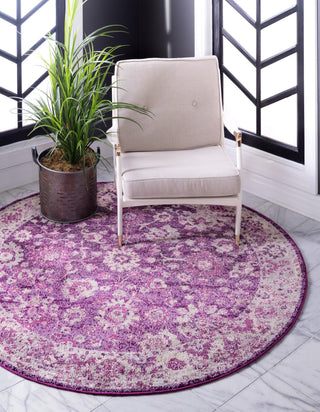 Unique Loom Penrose T-CRTN3 Purple Area Rug Round Lifestyle Image