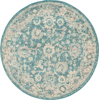 Unique Loom Penrose T-CRTN3 Turquoise Area Rug Round Top-down Image