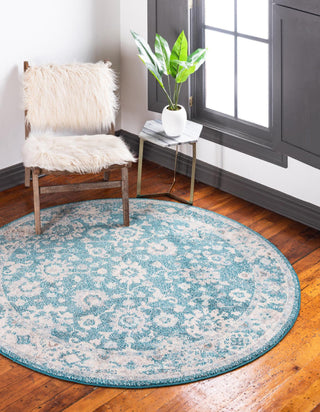 Unique Loom Penrose T-CRTN3 Turquoise Area Rug Round Lifestyle Image