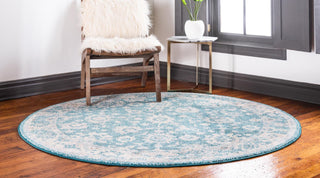 Unique Loom Penrose T-CRTN3 Turquoise Area Rug Round Lifestyle Image