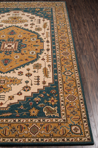 Momeni Persian Garden PG-03 Teal Blue Area Rug Closeup Feature