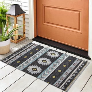 Dalyn Phoenix PH3 Black Area Rug Room Image Feature