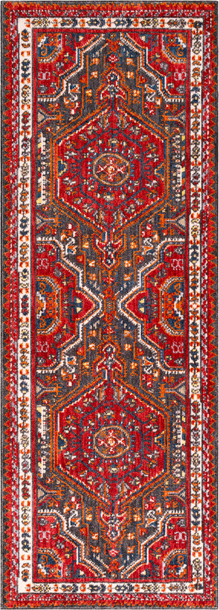 Surya Patina PIA-2304 Bright Red Charcoal Burnt Orange Blush Navy Butter Medium Gray Area Rug Mirror Runner Image