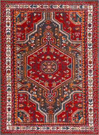 Surya Patina PIA-2304 Bright Red Charcoal Burnt Orange Blush Navy Butter Medium Gray Area Rug Mirror main image