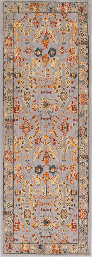 Surya Patina PIA-2307 Light Gray Wheat Charcoal Bright Orange Teal Camel Red White Area Rug Mirror Runner Image