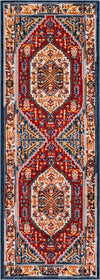 Surya Patina PIA-2311 Navy Bright Red Blush Butter Medium Gray Burnt Orange Taupe Area Rug Mirror Runner Image