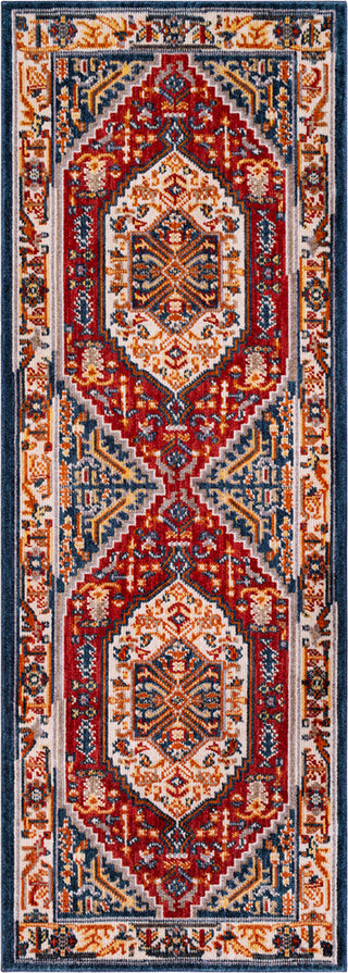 Surya Patina PIA-2311 Navy Bright Red Blush Butter Medium Gray Burnt Orange Taupe Area Rug Mirror Runner Image