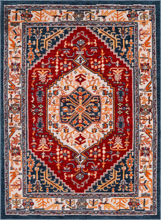 Surya Patina PIA-2311 Navy Bright Red Blush Butter Medium Gray Burnt Orange Taupe Area Rug Mirror main image