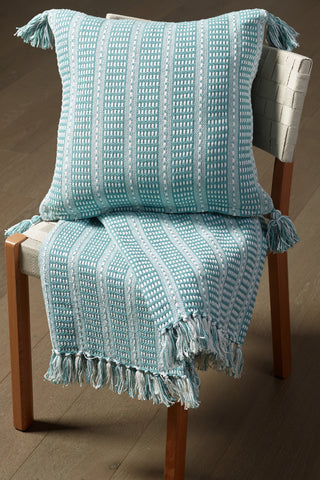 LR Resources Pillows 07309 Teal/Cream Detail Image