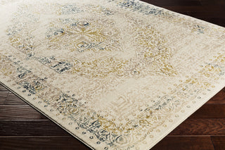 Surya Palermo PLO-2305 Aqua Lime Cream Taupe Navy Area Rug Corner Image