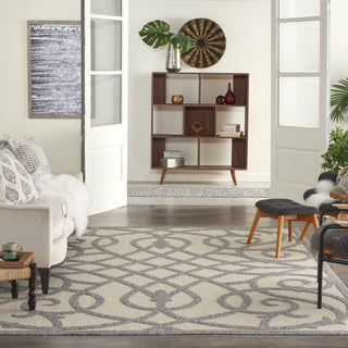 Nourison Palamos PLS04 Cream Grey Area Rug Room Scene Featured