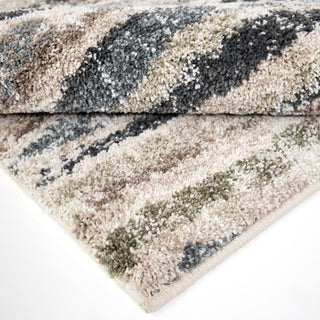 Orian Rugs Plush Shag Modern Abstract Distressed Blue Area Rug Pile Image