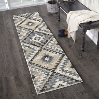 Orian Rugs Plush Shag Modern Diamonds Muted Blue Area Rug Lifestyle Image