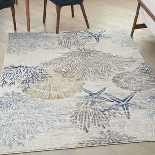 Nourison Pompeii PMP04 Ivory Grey Blue Area Rug Detail Image