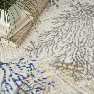 Nourison Pompeii PMP04 Ivory Grey Blue Area Rug Detail Image