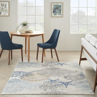 Nourison Pompeii PMP04 Ivory Grey Blue Area Rug Detail Image