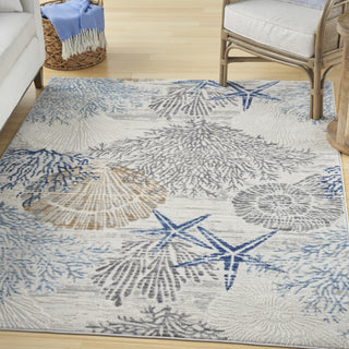 Nourison Pompeii PMP04 Ivory Grey Blue Area Rug Room Image