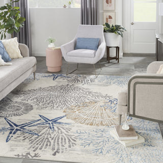 Nourison Pompeii PMP04 Ivory Grey Blue Area Rug Main Image