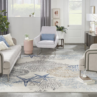 Nourison Pompeii PMP04 Ivory Grey Blue Area Rug Main Image