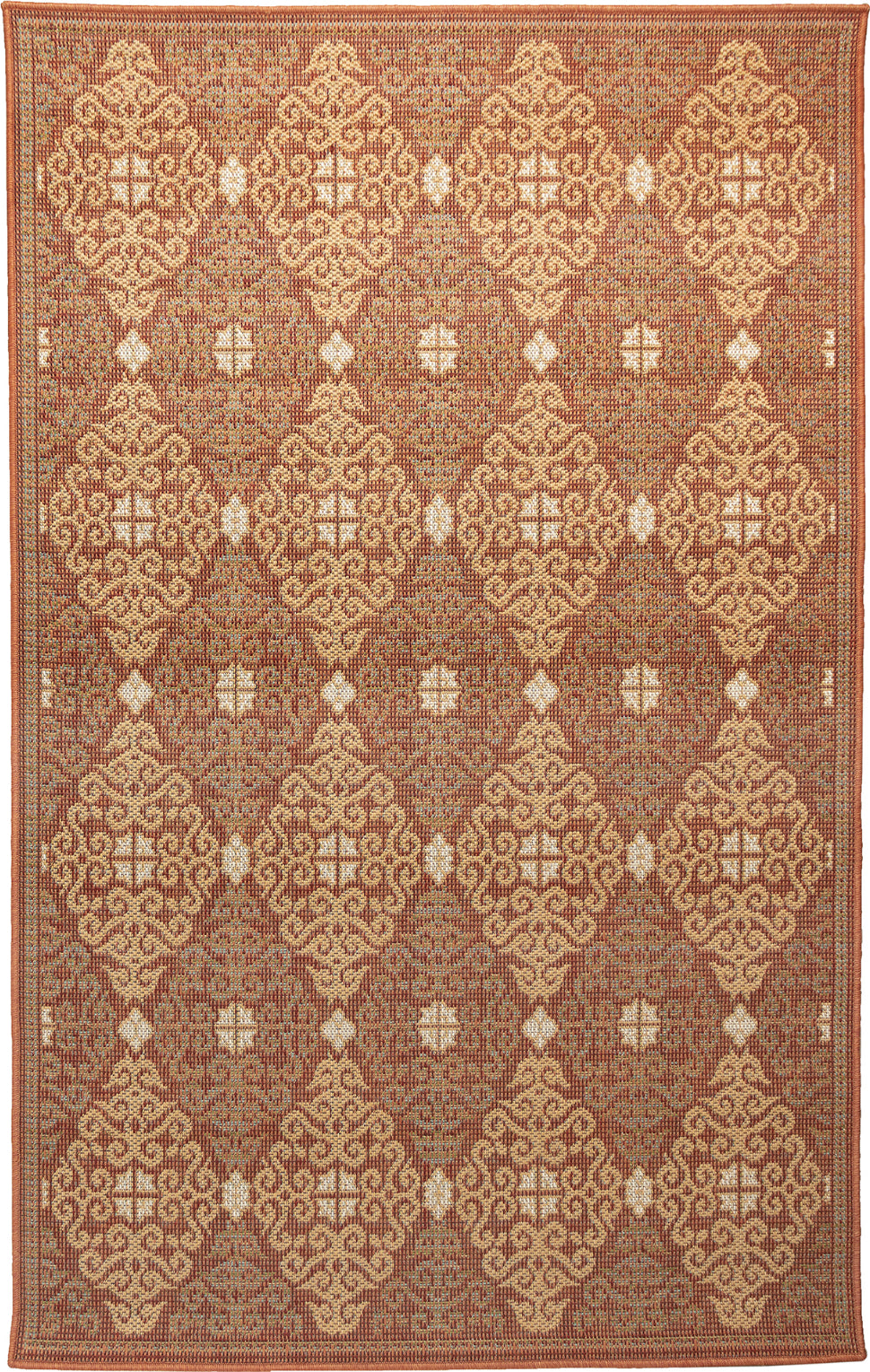 Trans Ocean Patio 6064/24 Suzani Diamonds Red Area Rug by Liora Manne