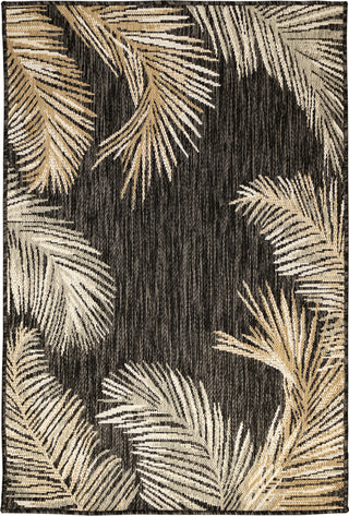 Trans Ocean Portofino 7082/48 Palm Border Black Area Rug by Liora Manne