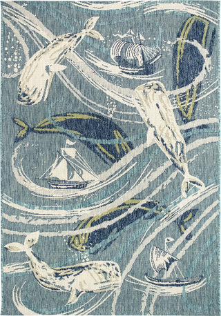 Trans Ocean Portofino 7072/04 Whale Tale Blue Area Rug by Liora Manne